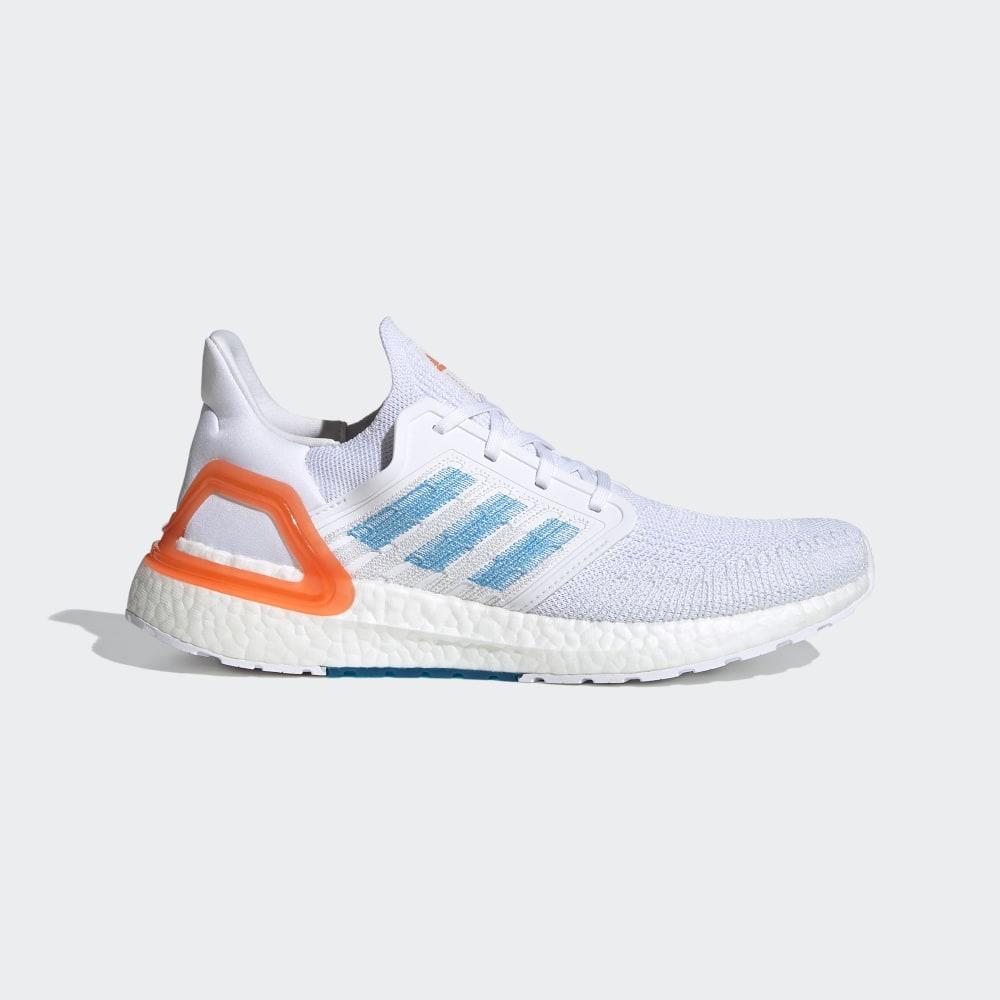 Adidas Men's Primeblue Ultraboost 20 Running Shoes White/Blue/Orange Ireland EG0768